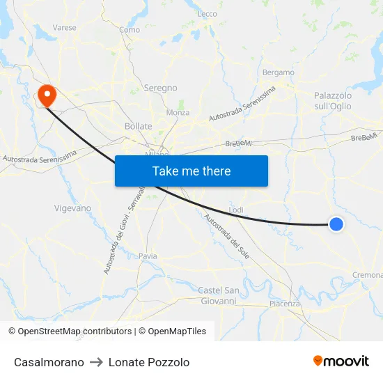 Casalmorano to Lonate Pozzolo map