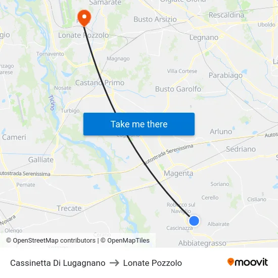 Cassinetta Di Lugagnano to Lonate Pozzolo map