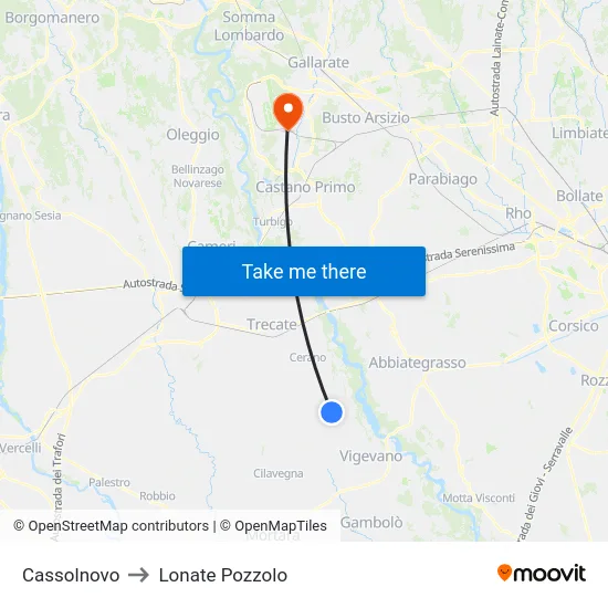 Cassolnovo to Lonate Pozzolo map