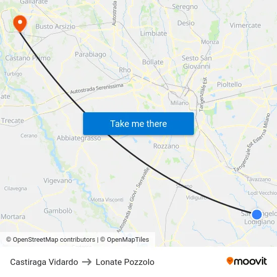 Castiraga Vidardo to Lonate Pozzolo map