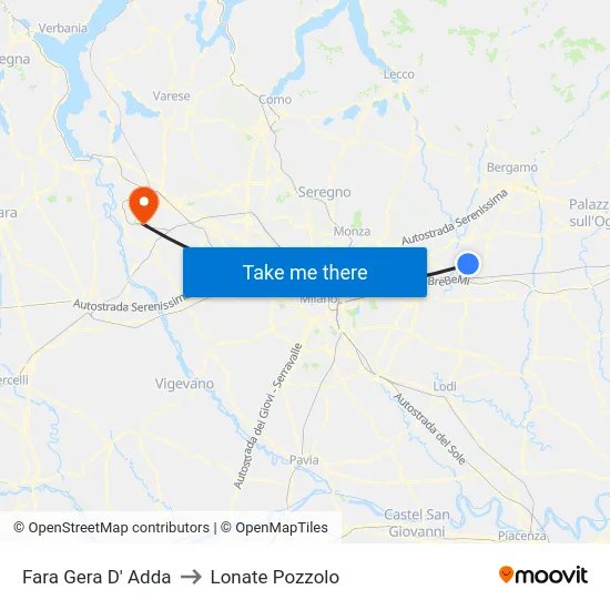 Fara Gera D' Adda to Lonate Pozzolo map