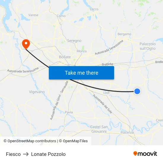 Fiesco to Lonate Pozzolo map