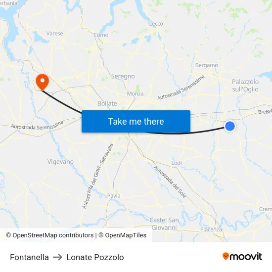 Fontanella to Lonate Pozzolo map
