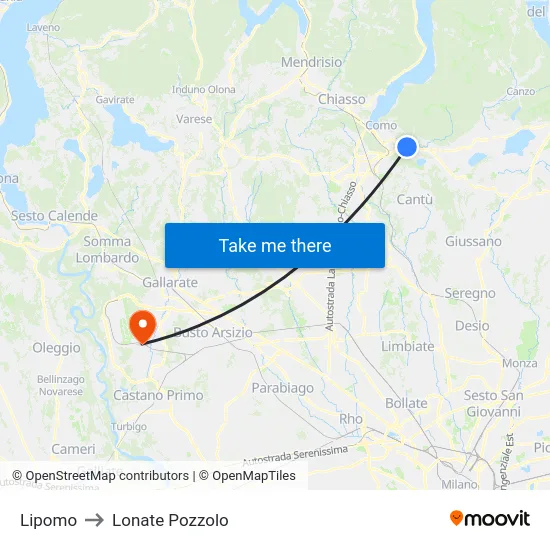 Lipomo to Lonate Pozzolo map