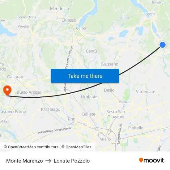Monte Marenzo to Lonate Pozzolo map
