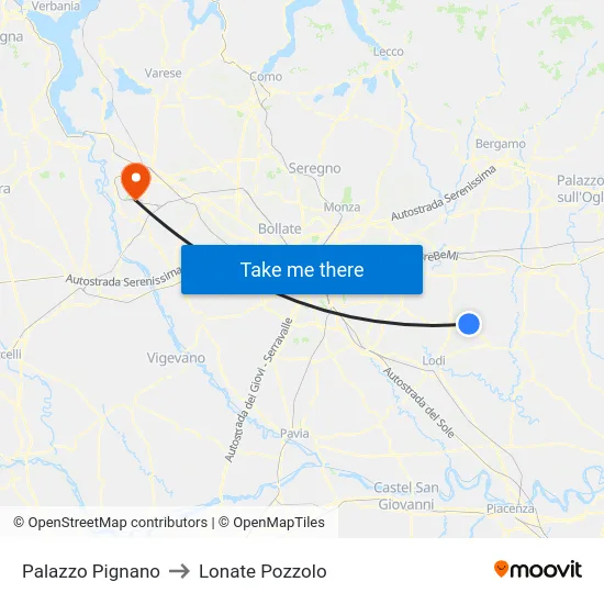 Palazzo Pignano to Lonate Pozzolo map
