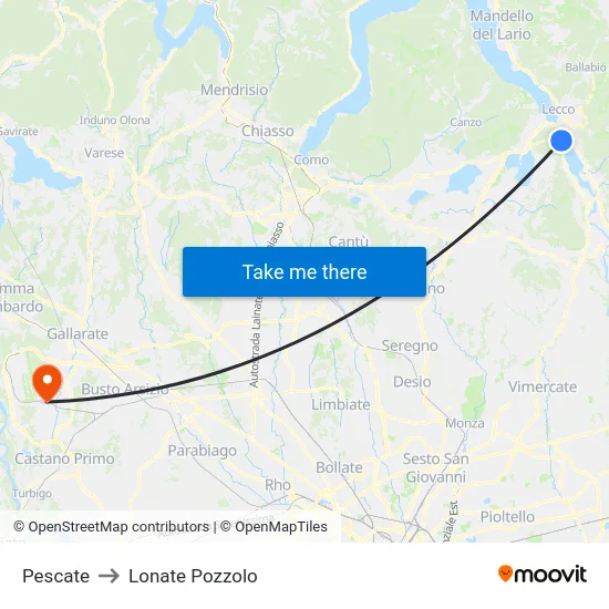 Pescate to Lonate Pozzolo map