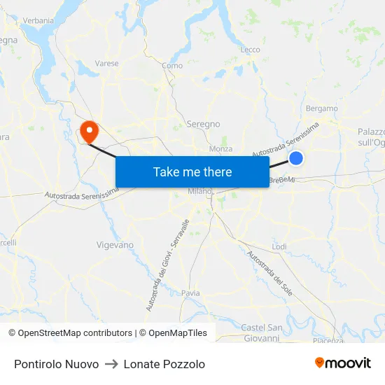 Pontirolo Nuovo to Lonate Pozzolo map