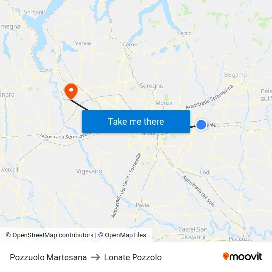 Pozzuolo Martesana to Lonate Pozzolo map
