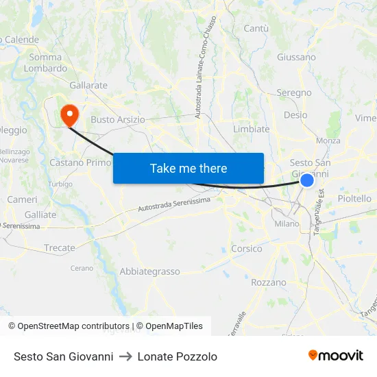 Sesto San Giovanni to Lonate Pozzolo map