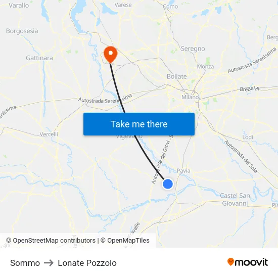Sommo to Lonate Pozzolo map
