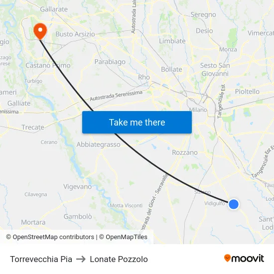 Torrevecchia Pia to Lonate Pozzolo map