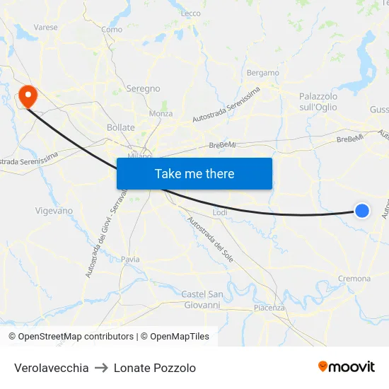 Verolavecchia to Lonate Pozzolo map