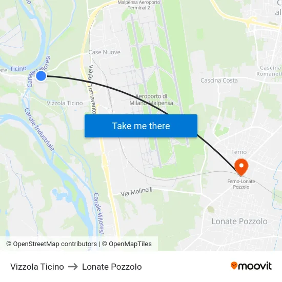 Vizzola Ticino to Lonate Pozzolo map