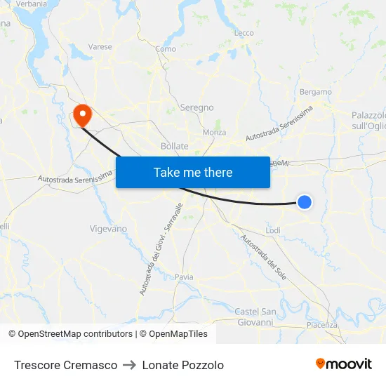 Trescore Cremasco to Lonate Pozzolo map