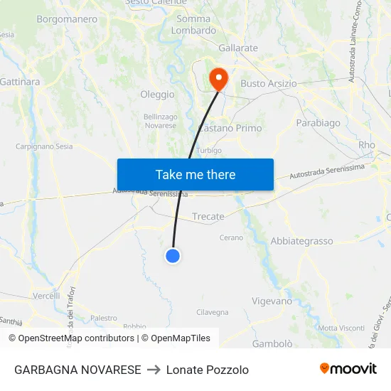GARBAGNA NOVARESE to Lonate Pozzolo map