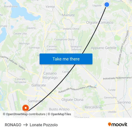 RONAGO to Lonate Pozzolo map