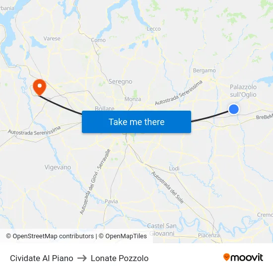 Cividate Al Piano to Lonate Pozzolo map