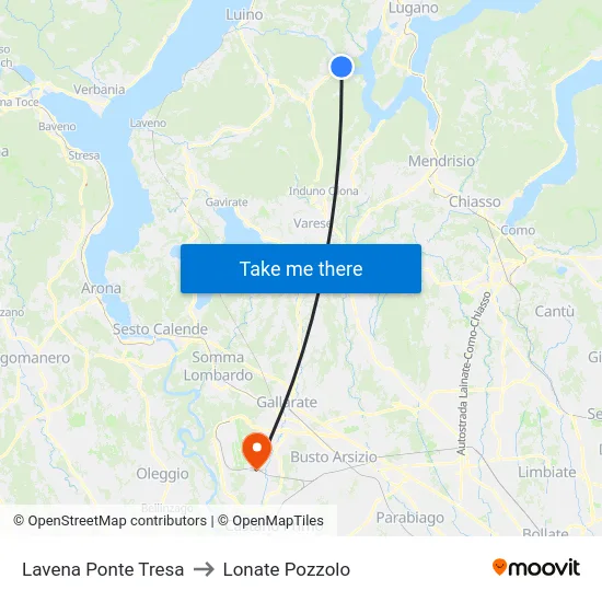 Lavena Ponte Tresa to Lonate Pozzolo map