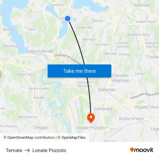 Ternate to Lonate Pozzolo map