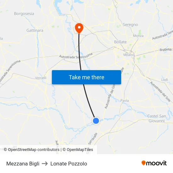 Mezzana Bigli to Lonate Pozzolo map