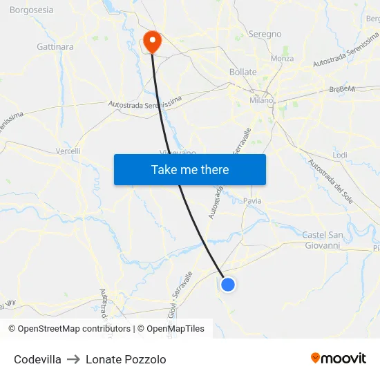 Codevilla to Lonate Pozzolo map