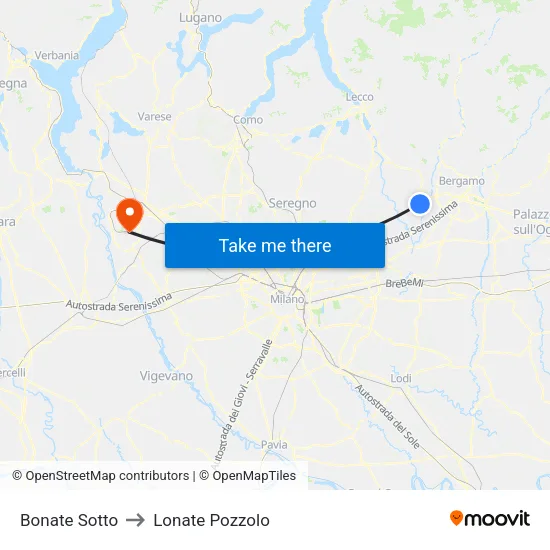 Bonate Sotto to Lonate Pozzolo map