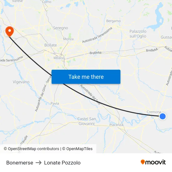 Bonemerse to Lonate Pozzolo map