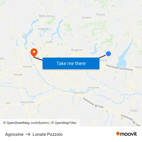 Agnosine to Lonate Pozzolo map