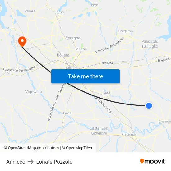 Annicco to Lonate Pozzolo map