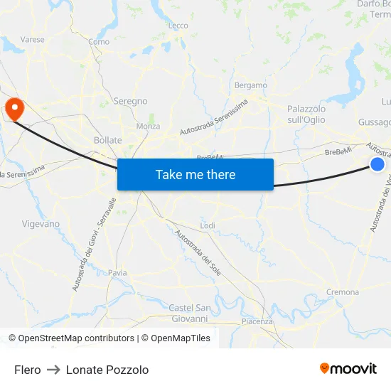 Flero to Lonate Pozzolo map