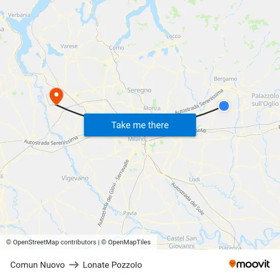 Comun Nuovo to Lonate Pozzolo map
