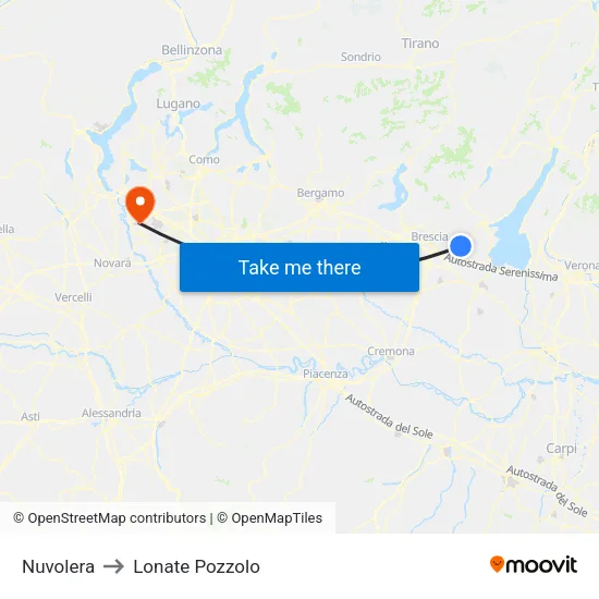 Nuvolera to Lonate Pozzolo map
