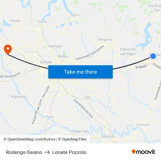 Rodengo-Saiano to Lonate Pozzolo map