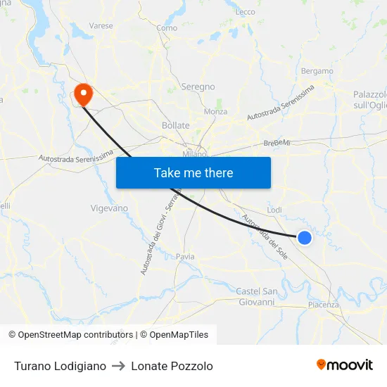 Turano Lodigiano to Lonate Pozzolo map