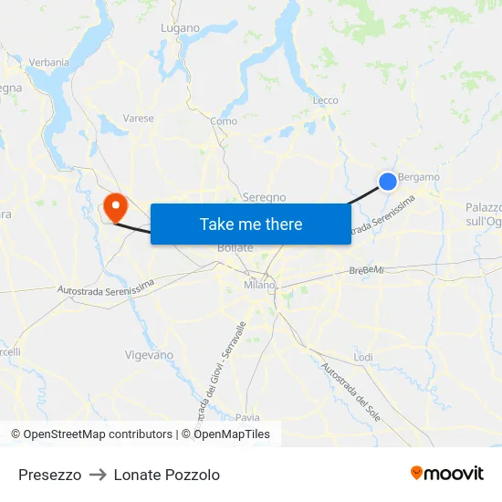 Presezzo to Lonate Pozzolo map