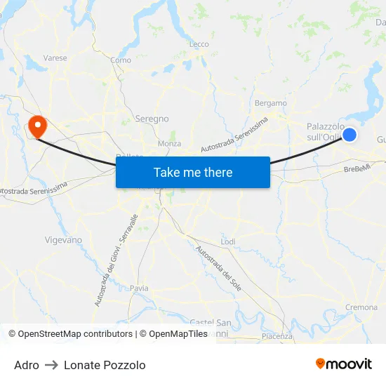 Adro to Lonate Pozzolo map