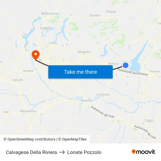 Calvagese Della Riviera to Lonate Pozzolo map