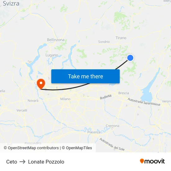 Ceto to Lonate Pozzolo map