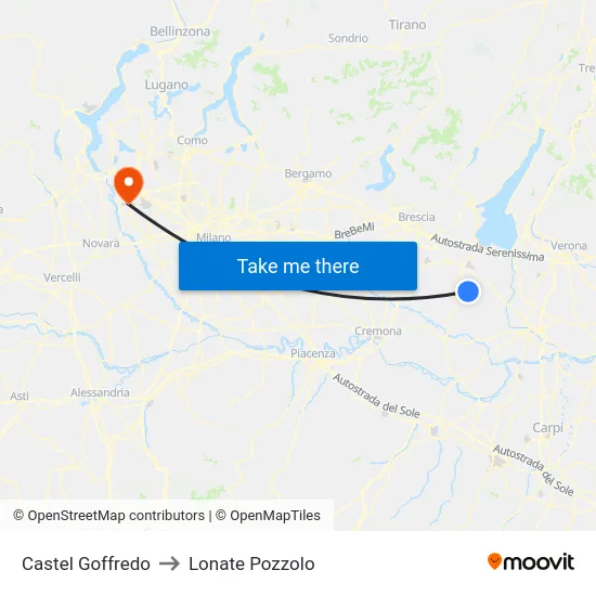 Castel Goffredo to Lonate Pozzolo map