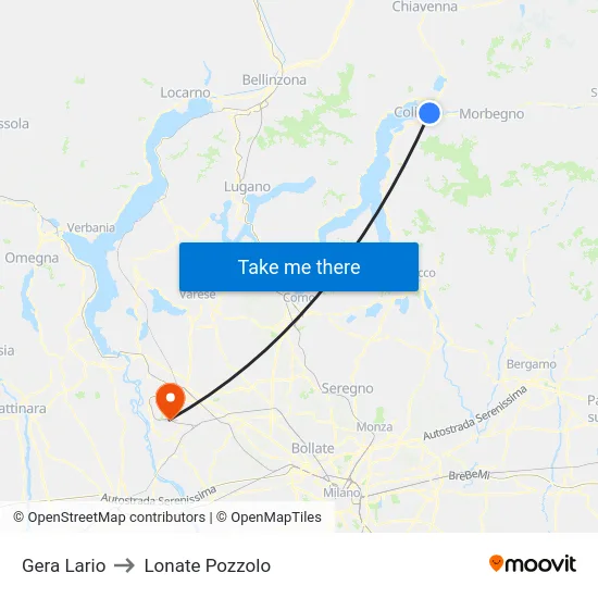 Gera Lario to Lonate Pozzolo map
