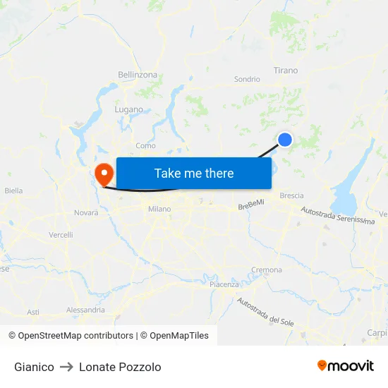 Gianico to Lonate Pozzolo map