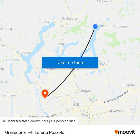 Gravedona to Lonate Pozzolo map