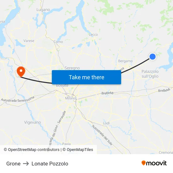 Grone to Lonate Pozzolo map