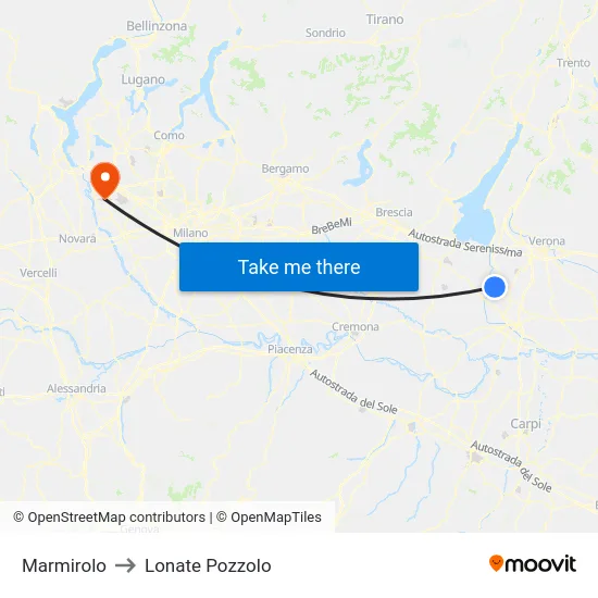 Marmirolo to Lonate Pozzolo map