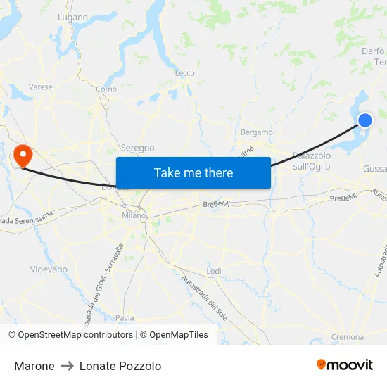 Marone to Lonate Pozzolo map
