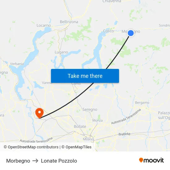 Morbegno to Lonate Pozzolo map