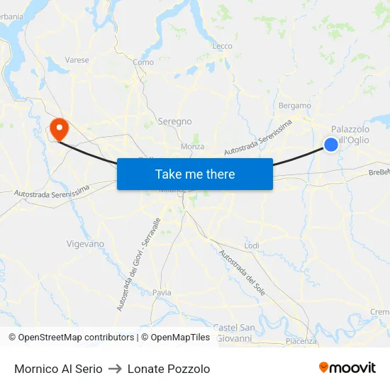Mornico Al Serio to Lonate Pozzolo map