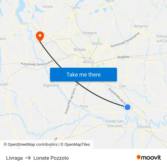 Livraga to Lonate Pozzolo map