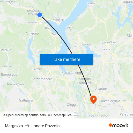 Mergozzo to Lonate Pozzolo map